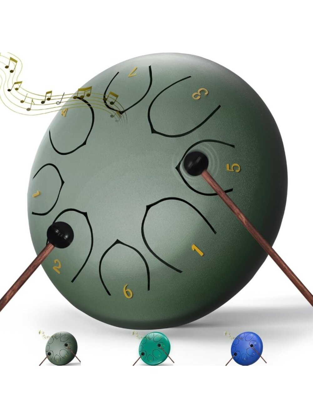 Outdoor Garden Rain Drum - 6" 8-Note Steel Tongue Chime, Waterproof Meditation